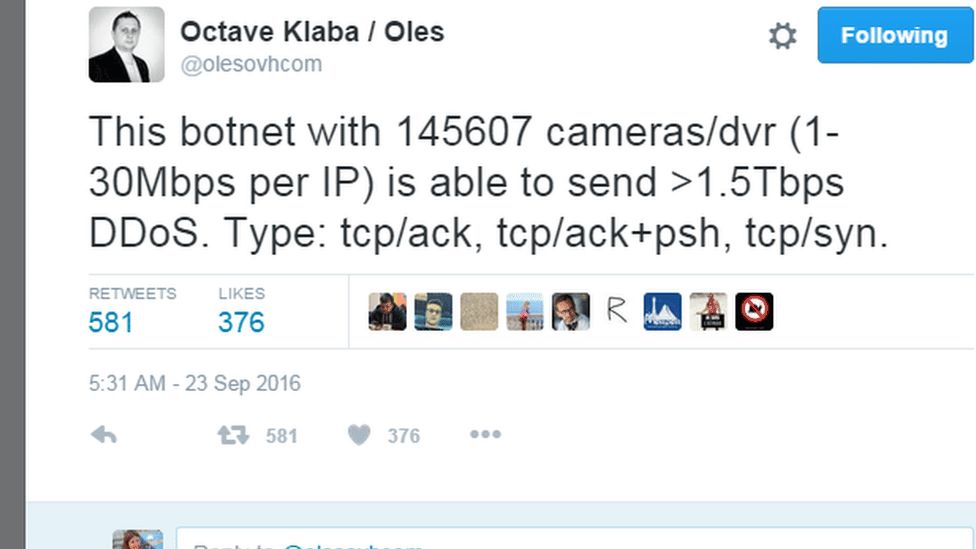 Tweet from Octave Klaba