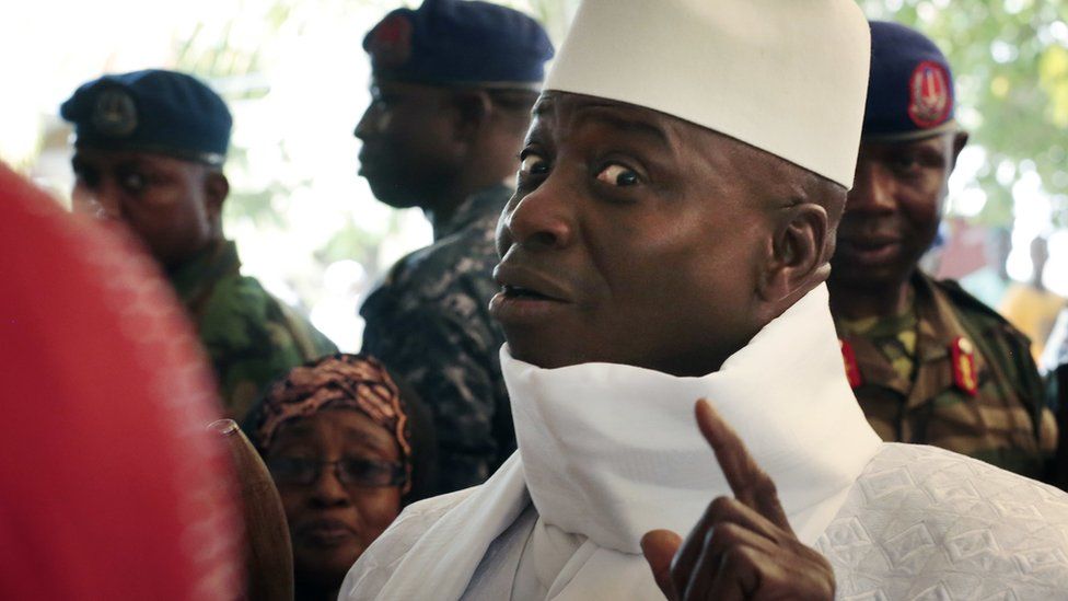 Yahya Jammeh voting in The Gambia on Thursday 1 December 2016