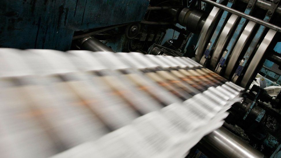 Newspapers on the printing presses