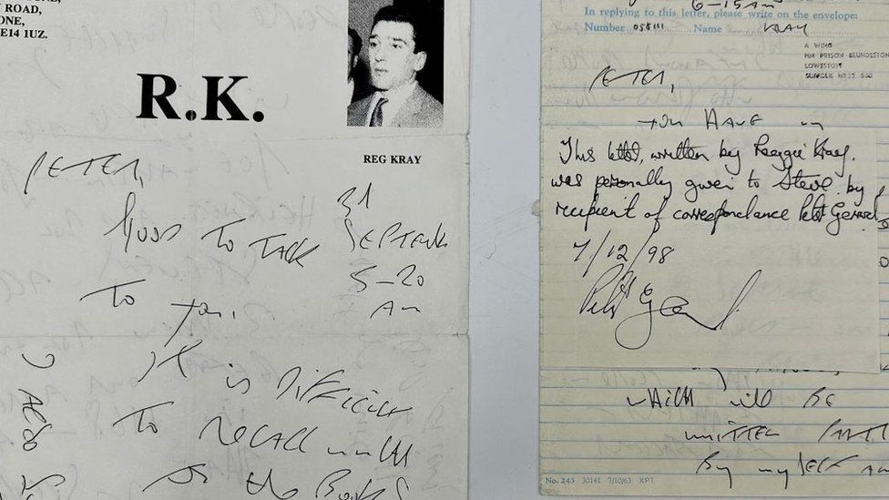 Two handwritten letters by Reggie Kray to Peter Gerrard from HMP Blundeston dated 1993