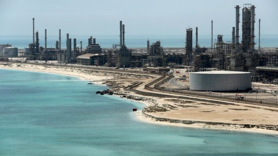 Saudi Aramco's Ras Tanura oil refinery and oil terminal in Saudi Arabia