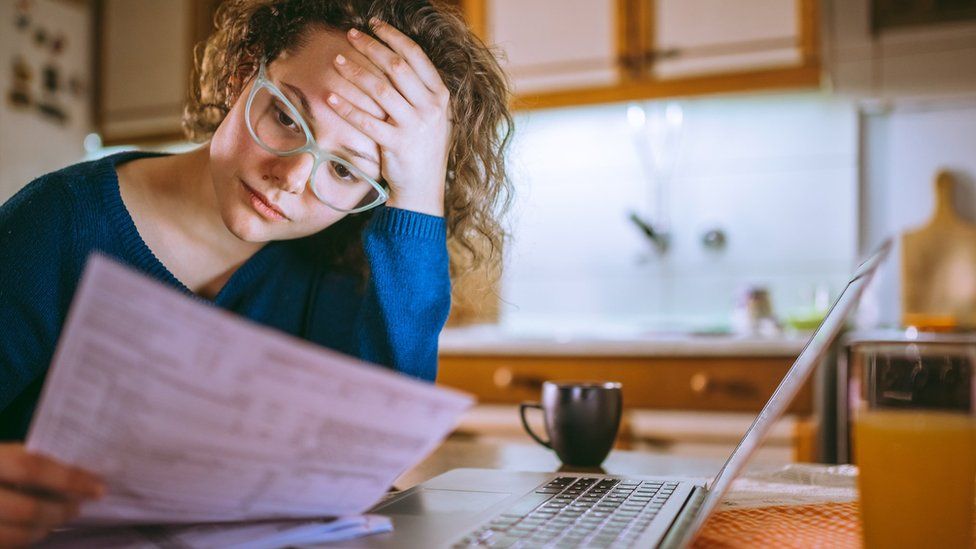 A student looking at her finances