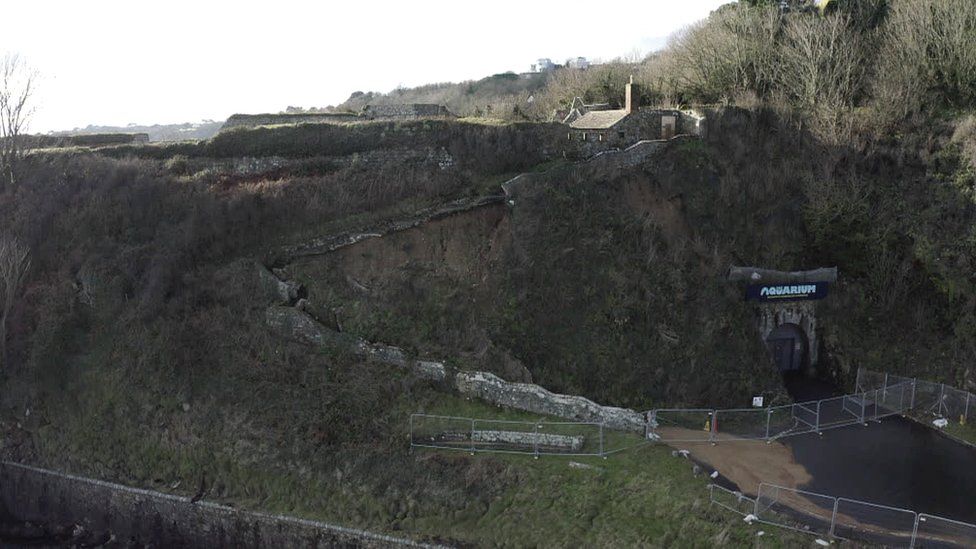 Landslip at the steps up to the Clarence Battery
