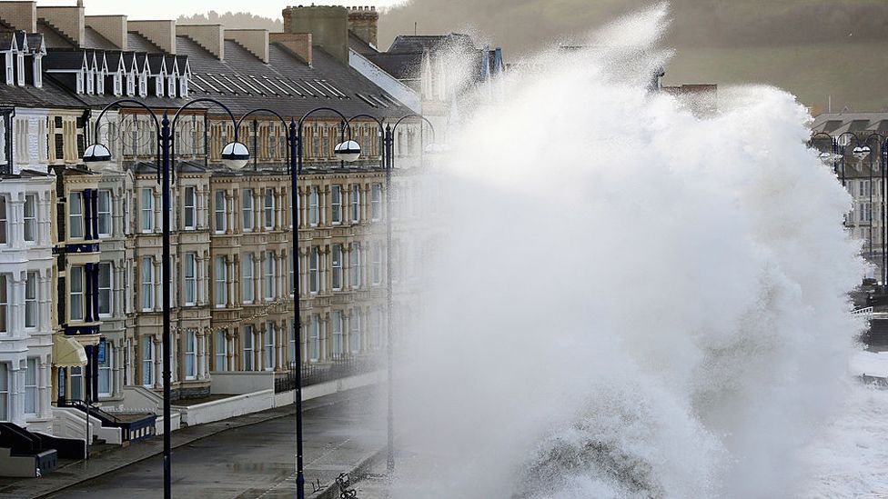 Aberystwyth seafront during storm