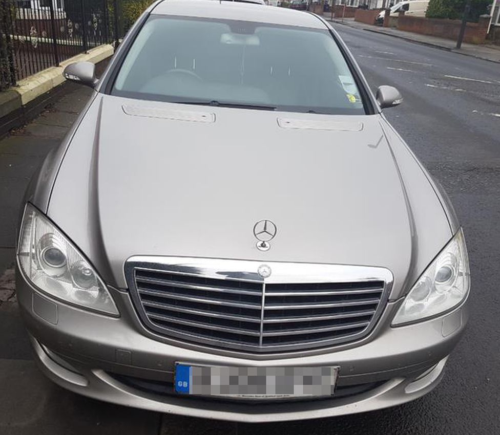 A Mercedes car, retrieved from the offender's phones