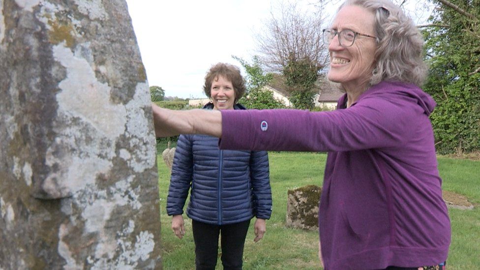 Colleen Snyder and her sister Cherie looking for the McGurk family graves at St Michael’s parish cemetery in Clonoe near Coalisland
