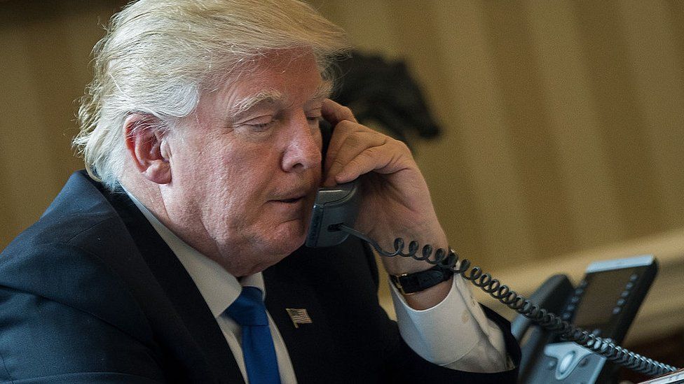 Mr Trump on the phone