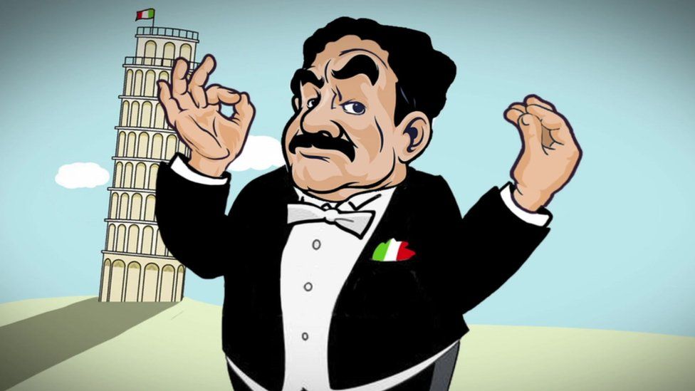 A cartoon drawing of an Italian