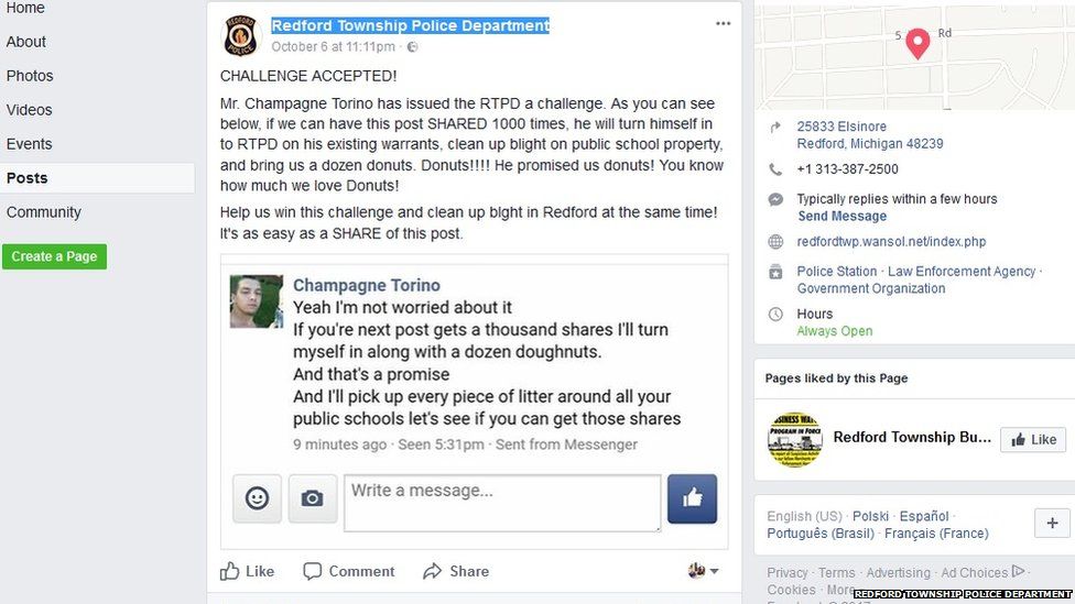 This is a Facebook post of officers accepting Michael Zaydel's challenge