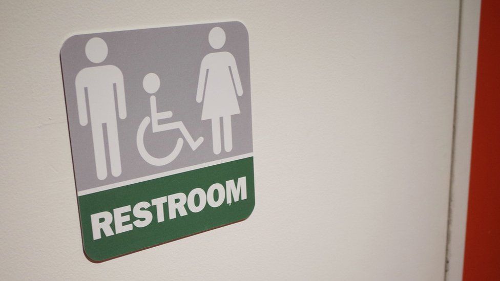A gender neutral bathroom at a restaurant in Washington