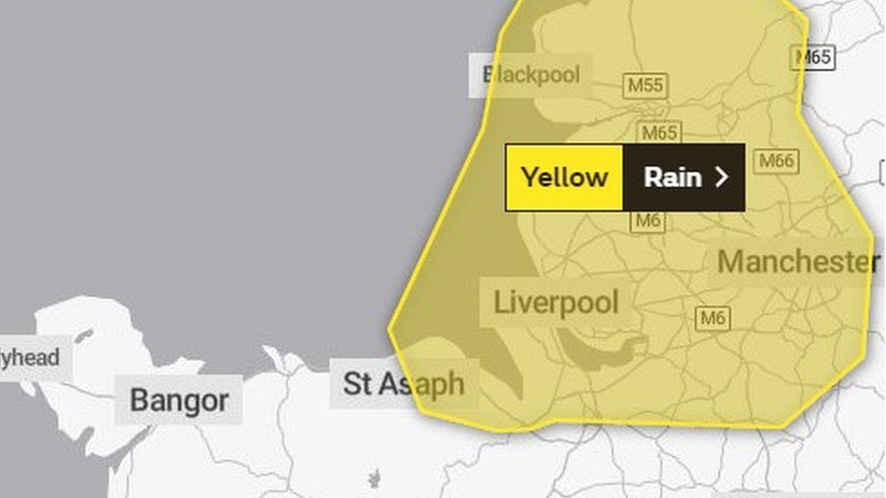 Met Office yellow warning of heavy rain near St Asaph BBC News
