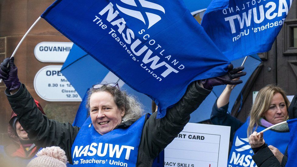 Teacher on strike in Scotland