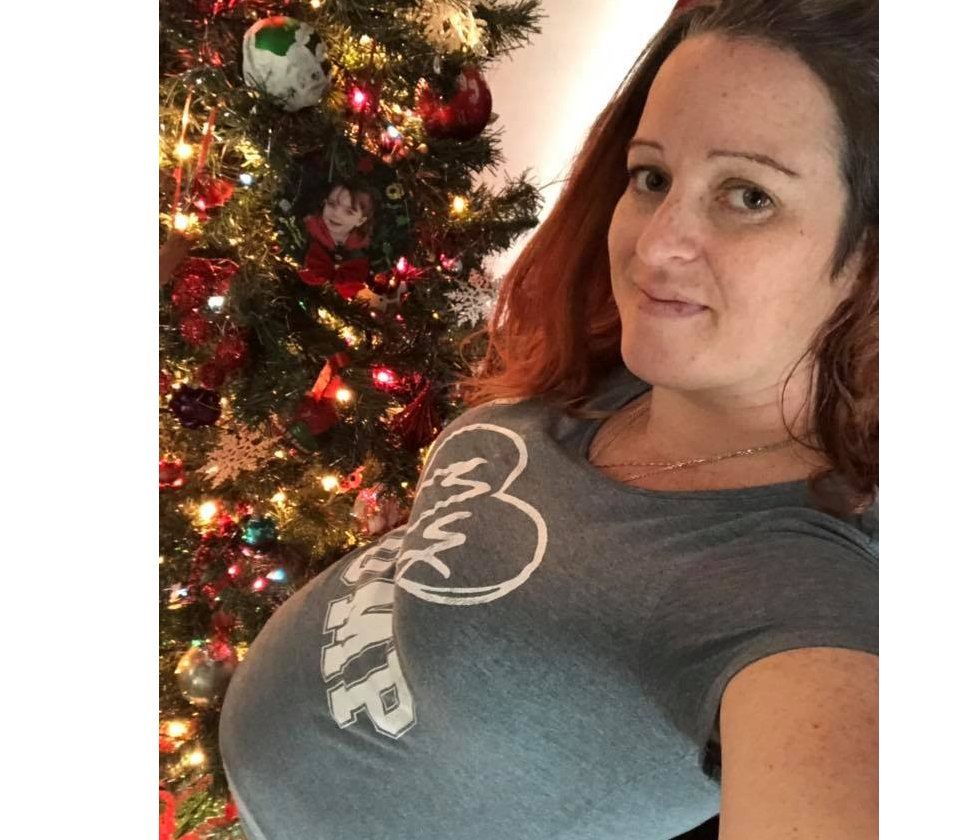 Janet Harbick showing her bump