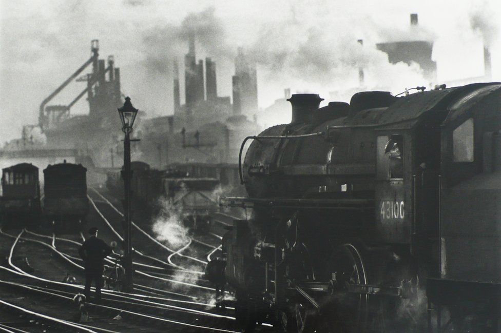 Steam train delivering coal to a steelworks, West Hartlepool, 1963
