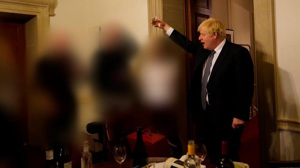 Photo of Boris Johnson included in the Sue Gray report