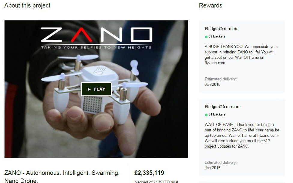 Kickstarter campaign for Zano
