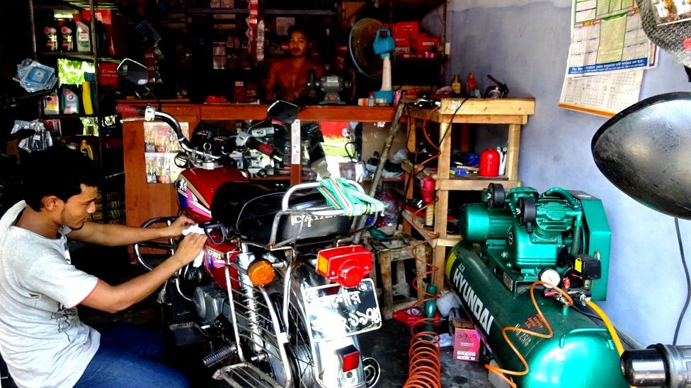 Mostafa Sheikh's bike repair shop