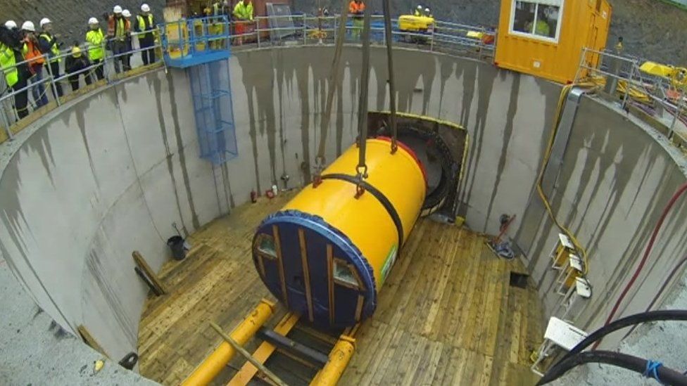 A tunnelling machine called Diggory was used to clear rock