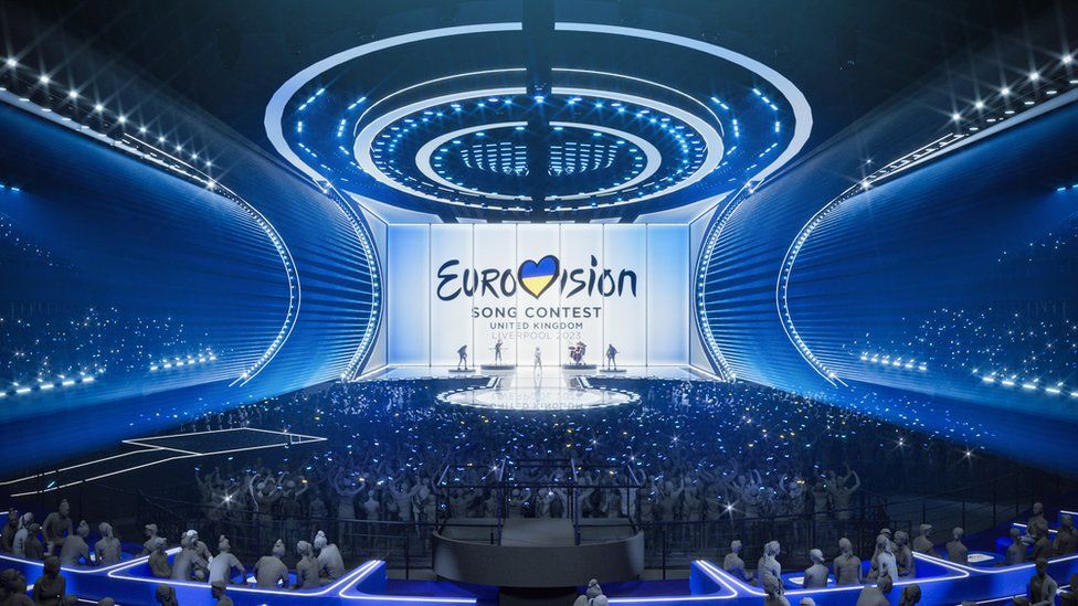 Компьютерное изображение сцены Евровидения 2023