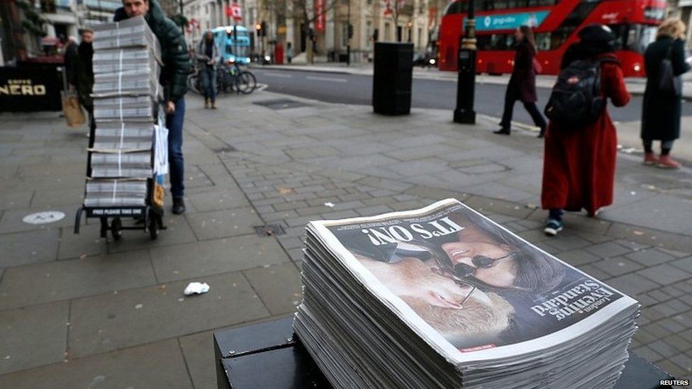 Copies of the Evening Standard in London