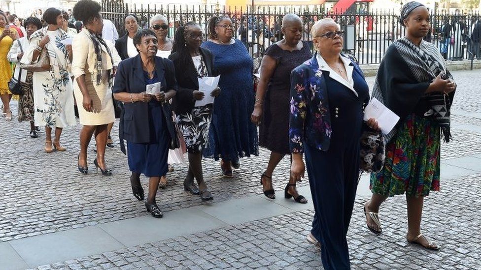 Guests arriving for the Windrush service at Westminster Abbey