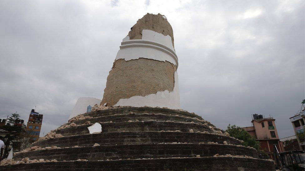 Ruins of the Dharahara Tower, Kathmandu after the earthquake on 25 April 2015