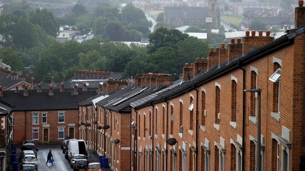 Row of terraced houses in Blackburn