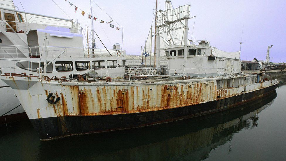 A rusting Calypso in La Rochelle harbour, France