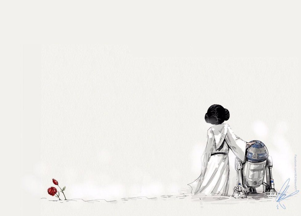 Illustration of Princess Leia and R2D2 walking away
