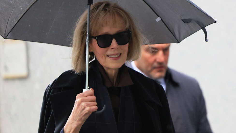 E Jean Carroll arrives for her civil trial against former Donald Trump at Manhattan Federal Court on May 04, 2023 in New York City
