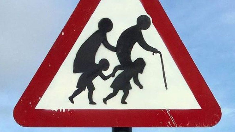 Banksy road sign in Clevedon