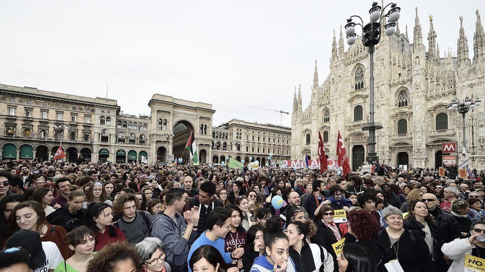 Anti-racism demonstrators in Milan
