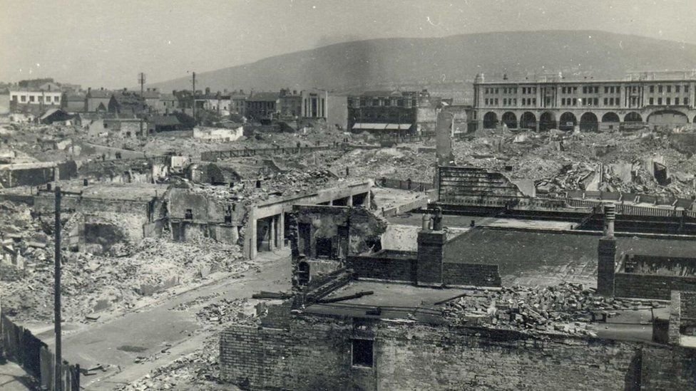Much of the town centre was destroyed over three nights