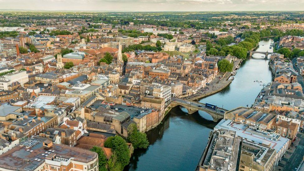 An aerial view of York