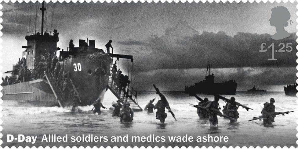 Royal Mail handout image of one of a set of 11 stamps being issued in 2019 to mark the 75th anniversary of the D-Day landings.