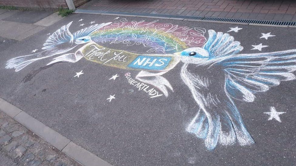 Artist Claire Flynn from Coventry is creating a new chalk mural each week