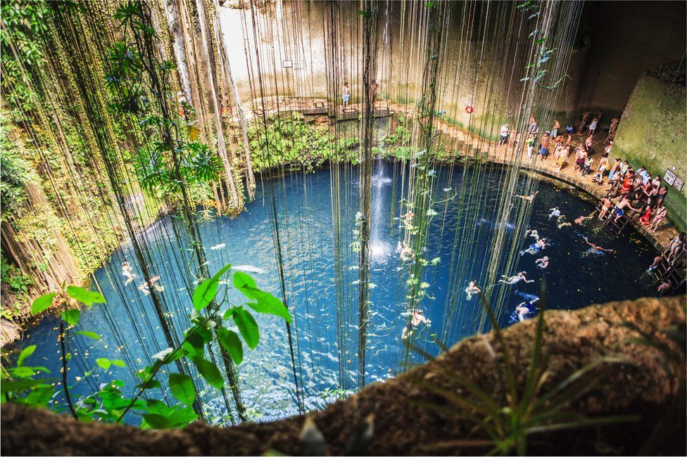 Mexico's famous sinkholes (cenotes) have formed in weakened limestone overlying the crater