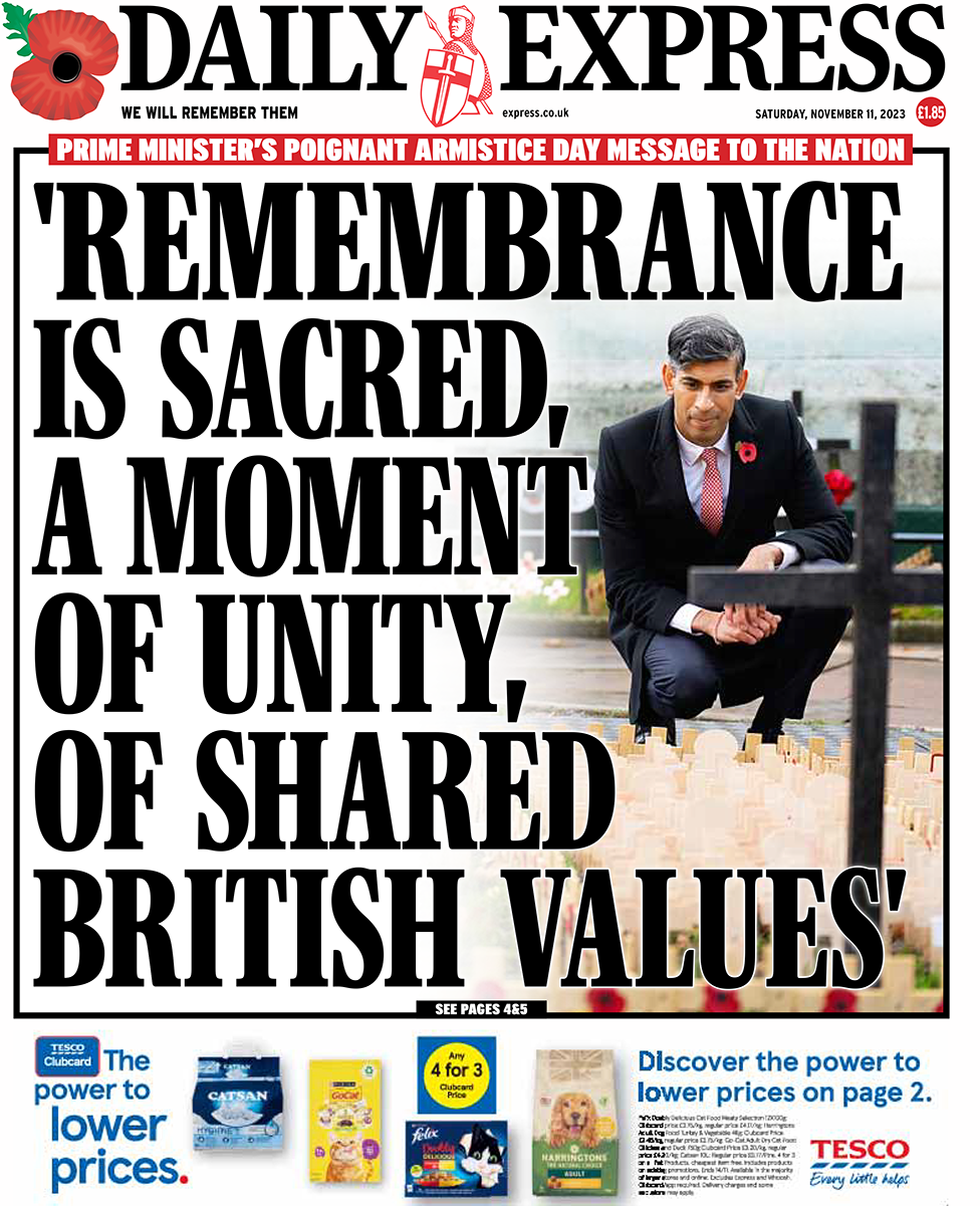 «Память священна, это момент единства, общих британских ценностей», - гласит заголовок Daily Express