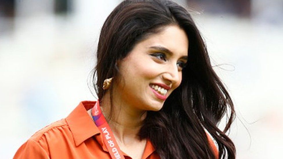 Zainab Abbas from ICC TV Digital Insider during ICC Cricket World Cup Semi-Final between England and Australia at the Edgbaston on July 11, 2019 in Birmingham