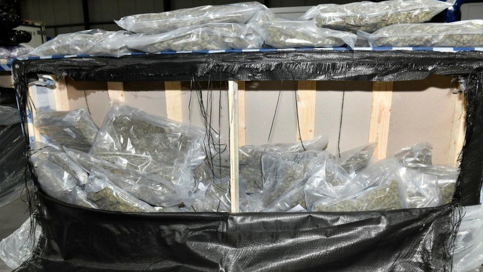 The vacuum packs of cannabis inside divan beds