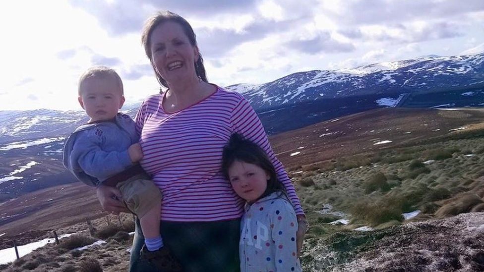 Samantha McConnell with her children in Scotland