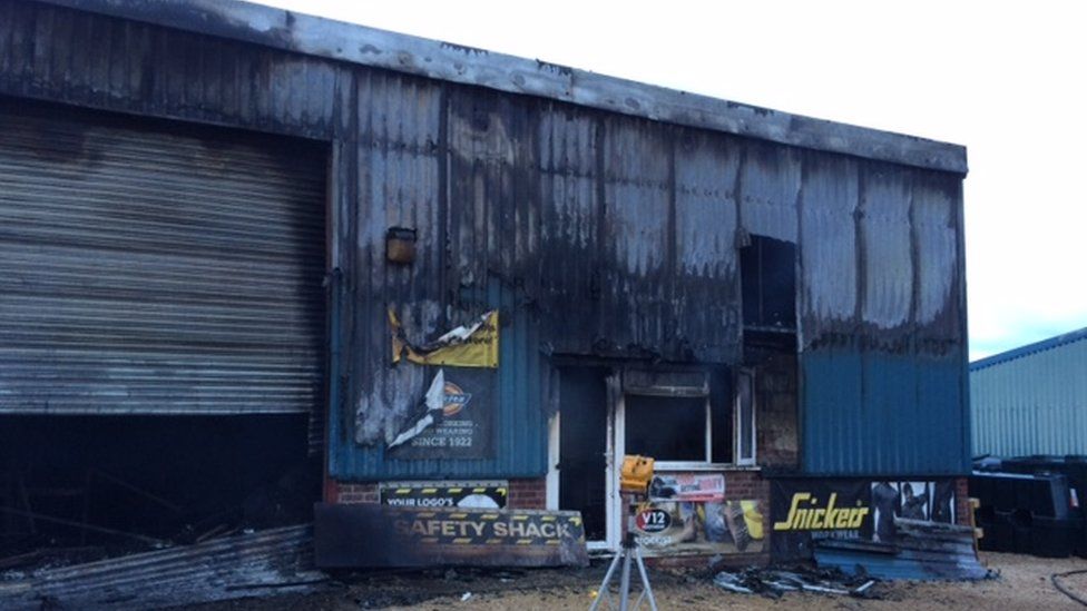 Fire at RossonWye industrial estate causes "bomblike" explosions