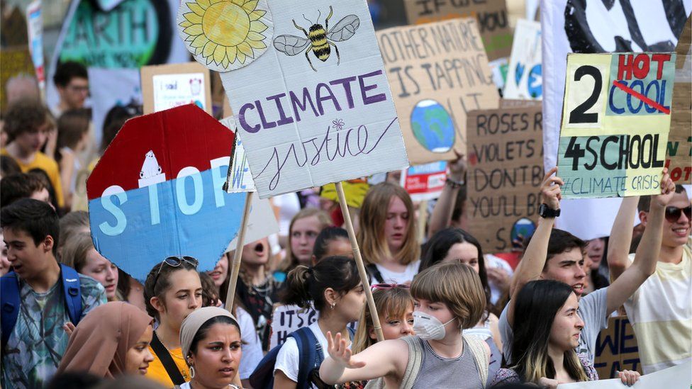 Students and youth climate activists in central London, pictured May 2019