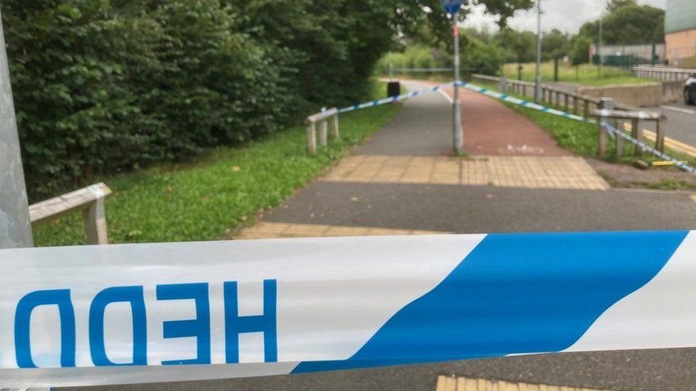 The crime scene in Wrexham