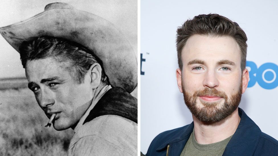 James Dean in Giant and Chris Evans