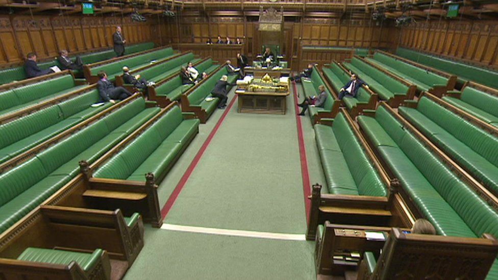 The chamber of the House of Commons during a debate on private members bills