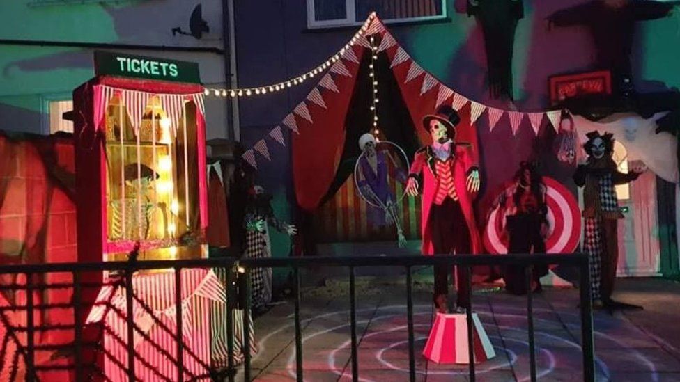A Halloween circus display