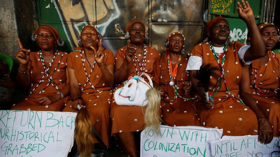 Women protest against King Charles's planned visit to Kenya