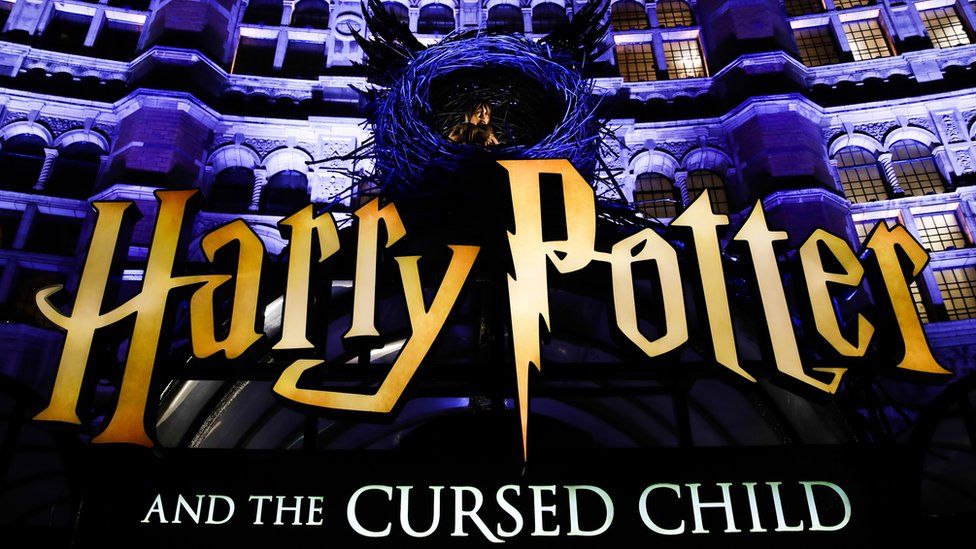 Harry Potter and the Cursed Child logo outside London's Palace Theatre