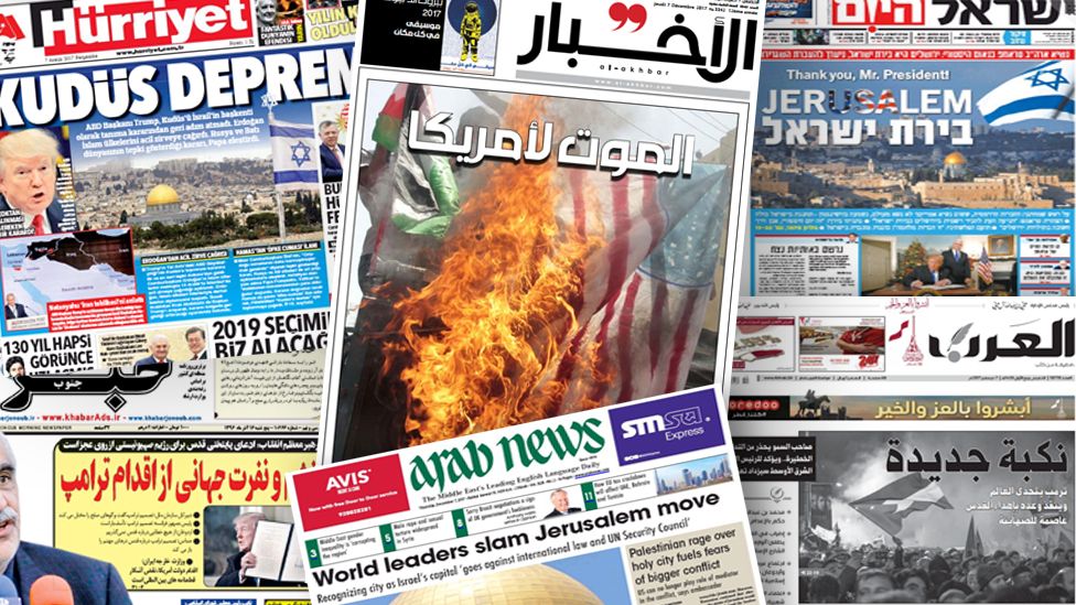Middle Eastern newspaper front pages